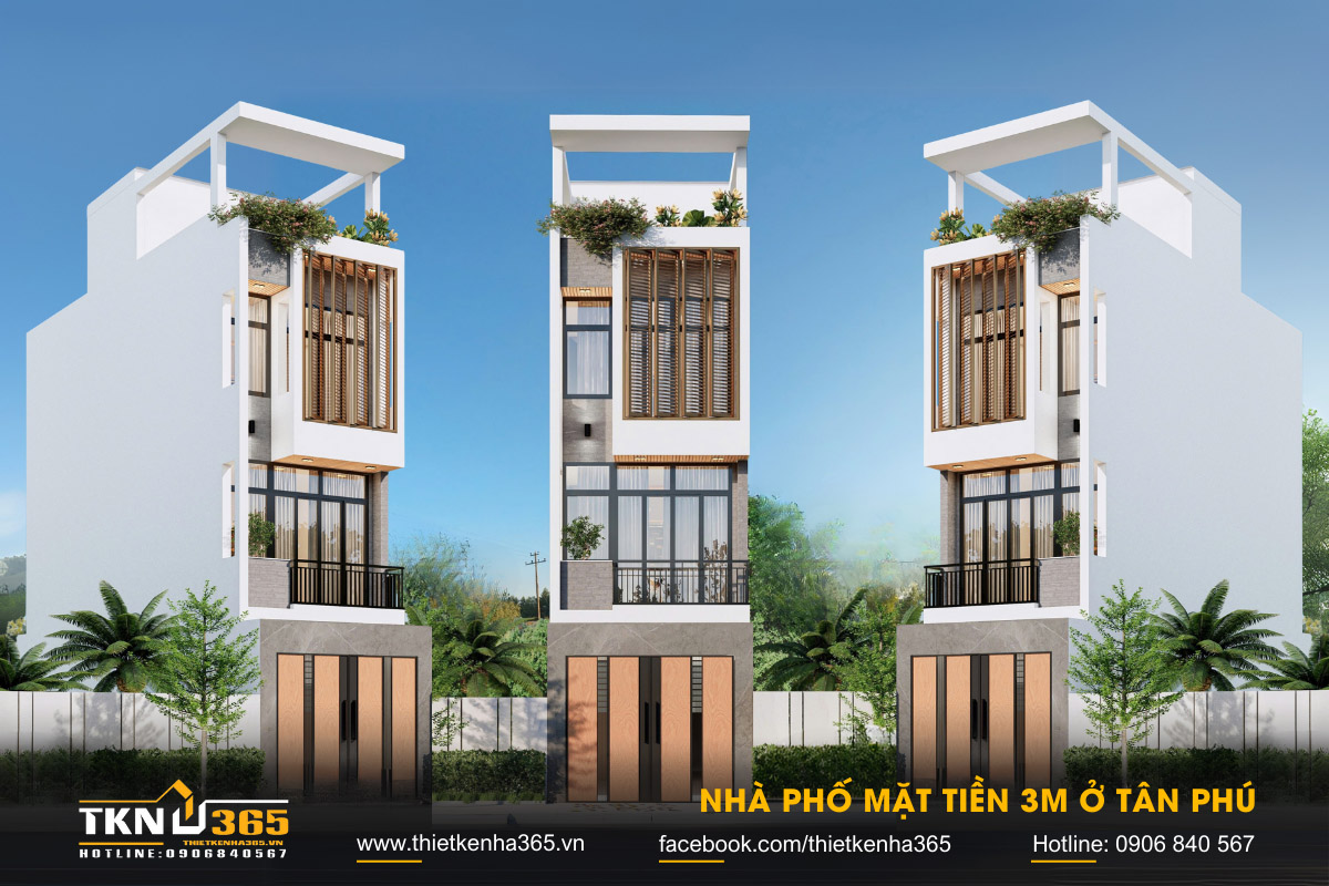 Thiết kế nhà phố mặt tiền 3m