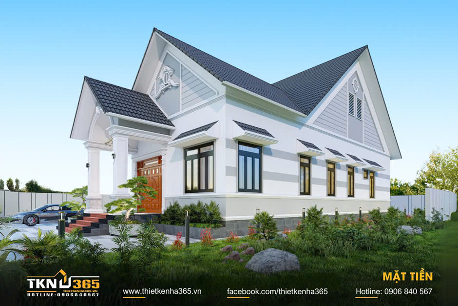 thiết kế nhà vườn 1 tầng mái thái