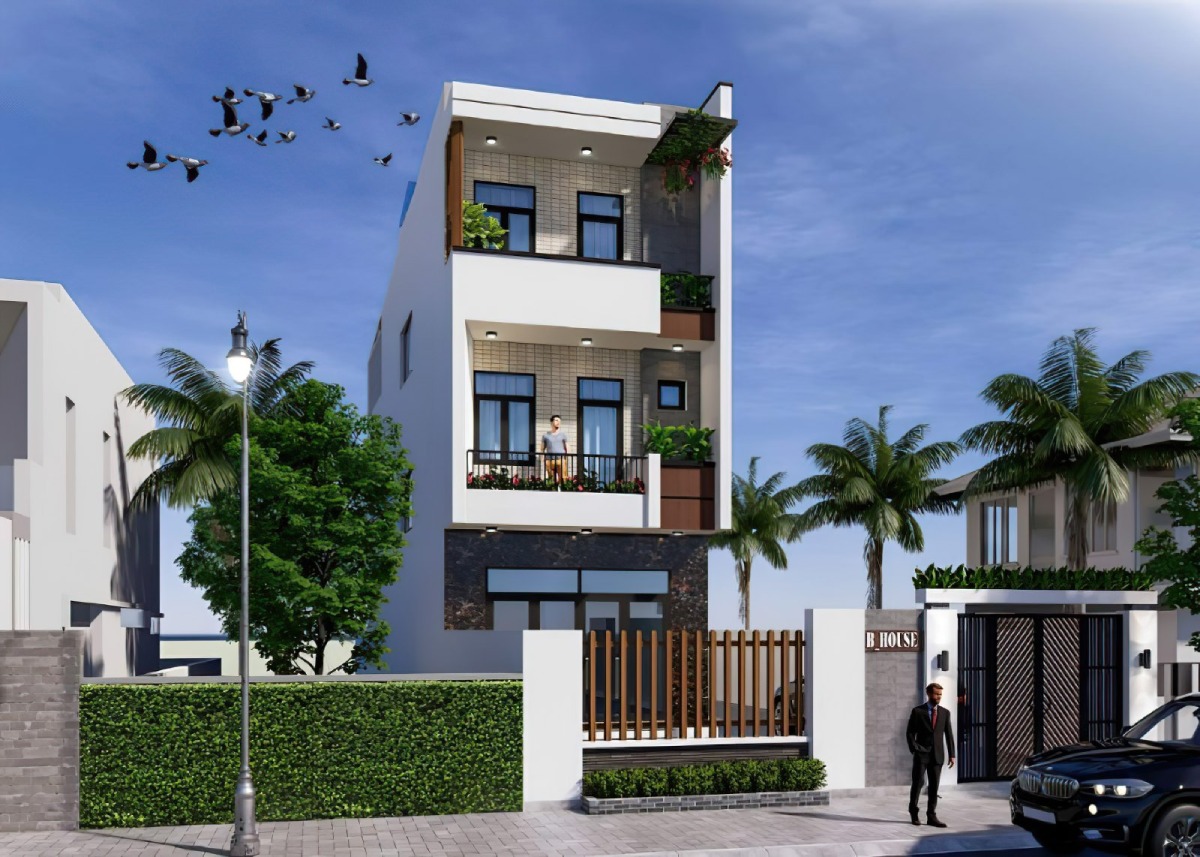 Mẫu thiết kế nhà lệch tầng 12