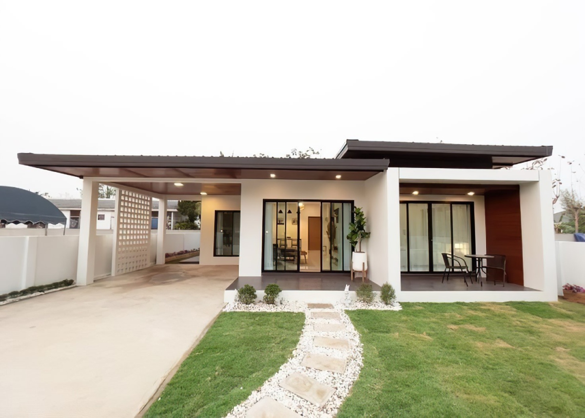 thiết kế nhà 1 tầng mái bằng