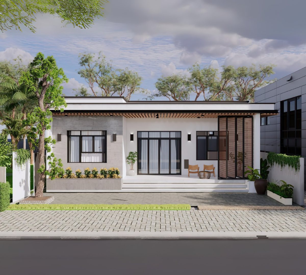 nhà mái bằng 1 tầng 16