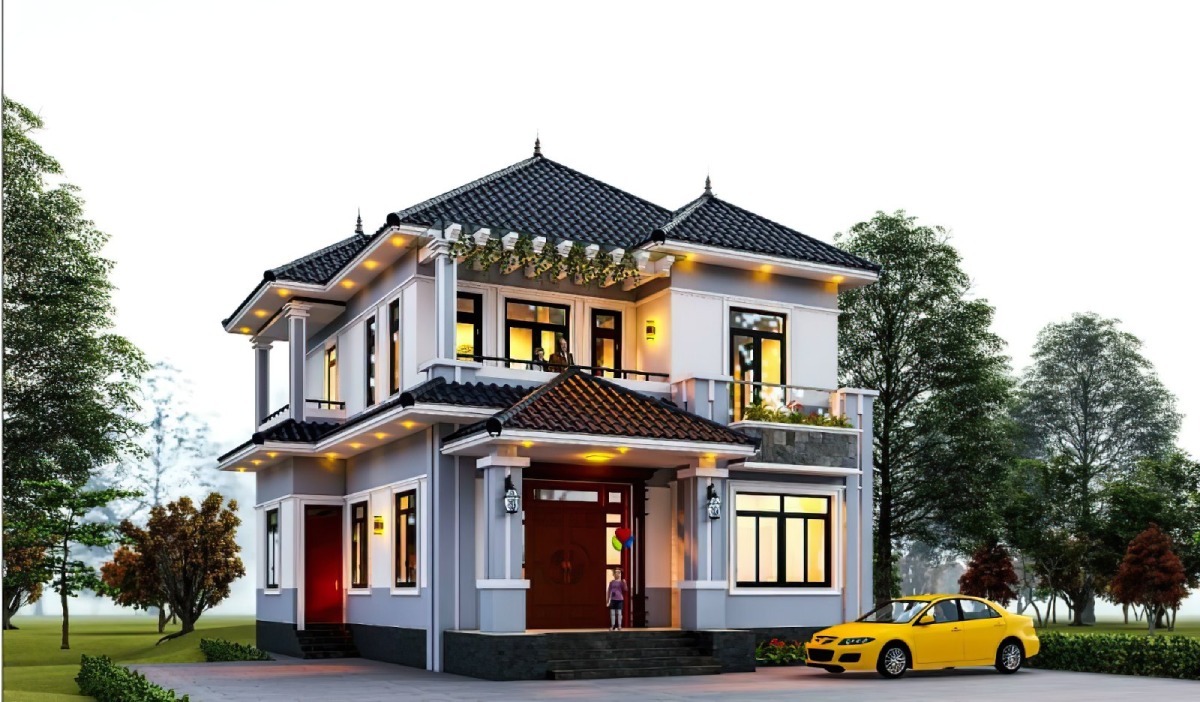 thiết kế nhà mái nhật 2 tầng 1