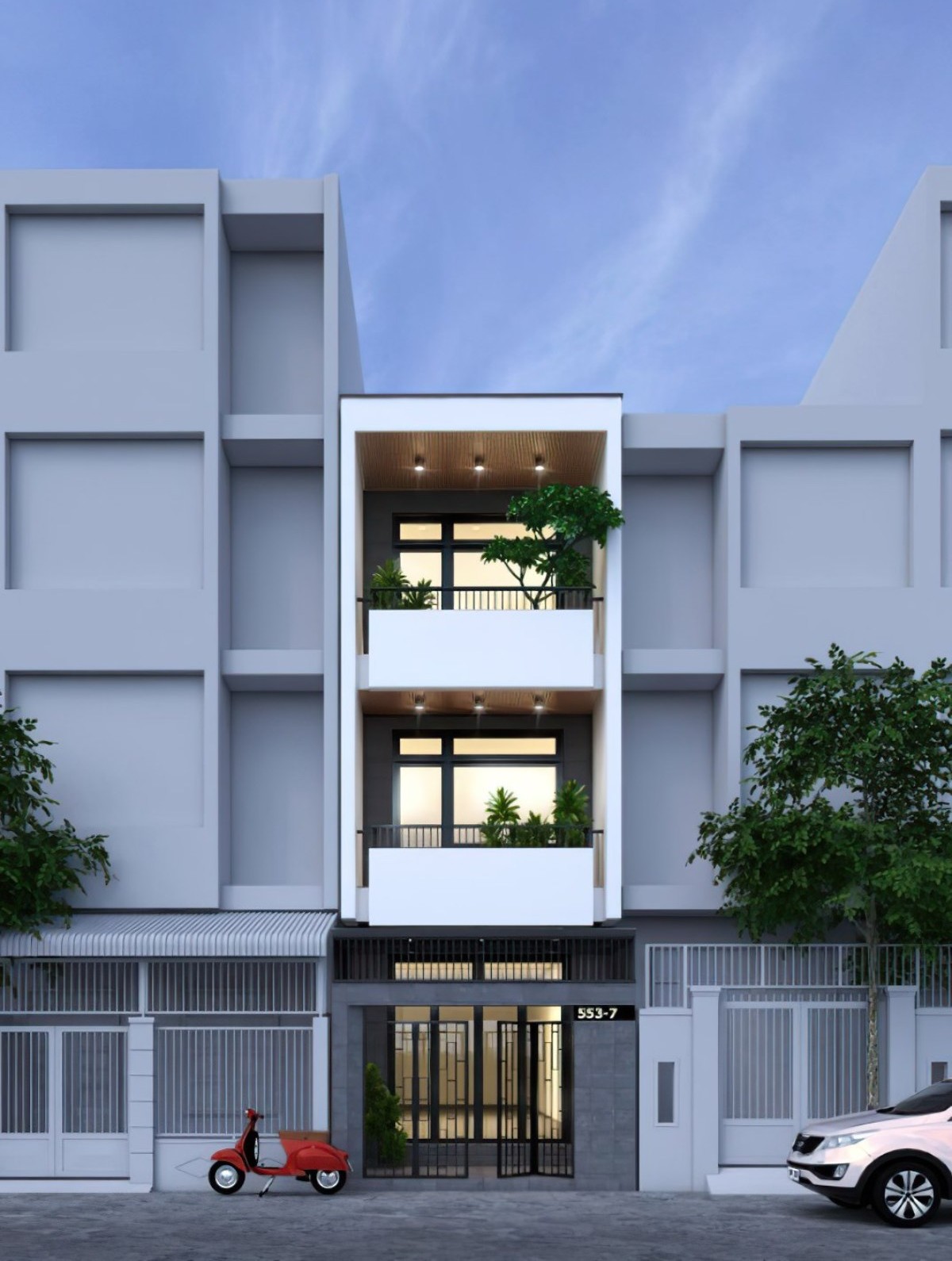 thiết kế nhà ống 70m2 3 tầng 6