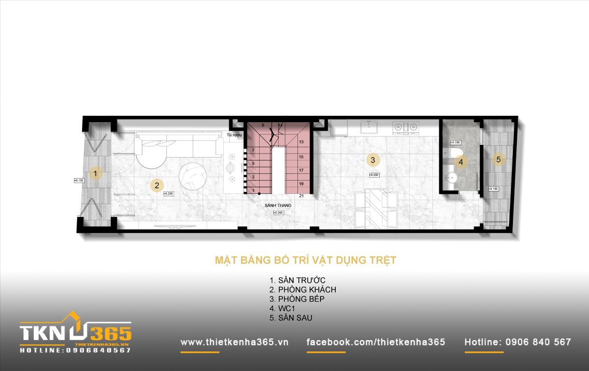 thiết kế nhà ống 70m2 3 tầng 7