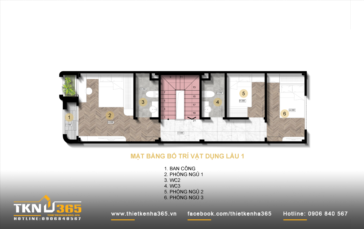 thiết kế nhà ống 70m2 3 tầng 8