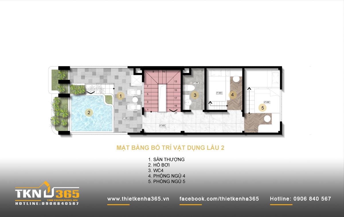 thiết kế nhà ống 70m2 3 tầng 9