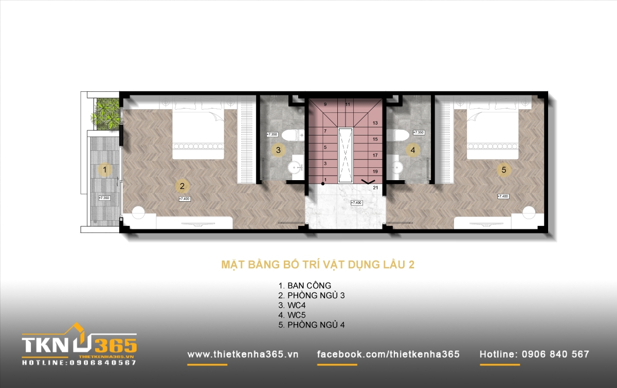 mặt bằng công năng lầu 2