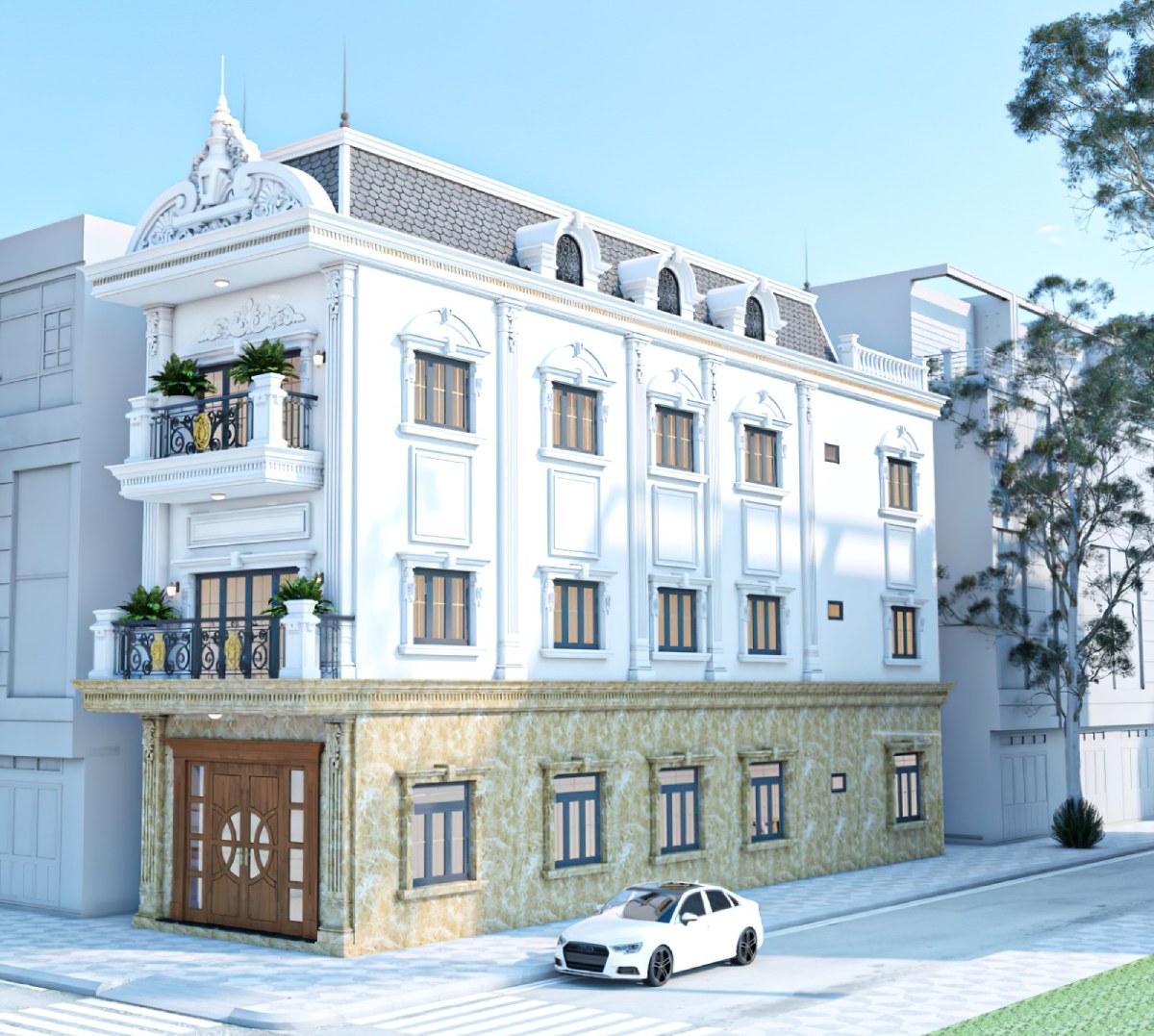 mẫu nhà 2 mặt tiền 3 tầng 3