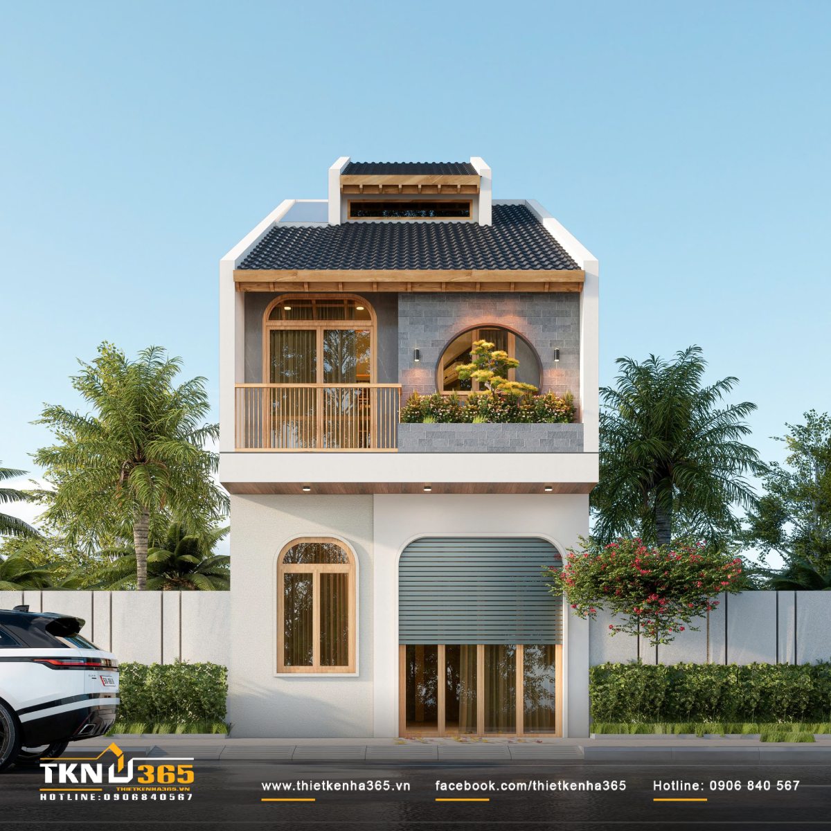 mẫu nhà 2 tầng 50m2 3 phòng ngủ 1