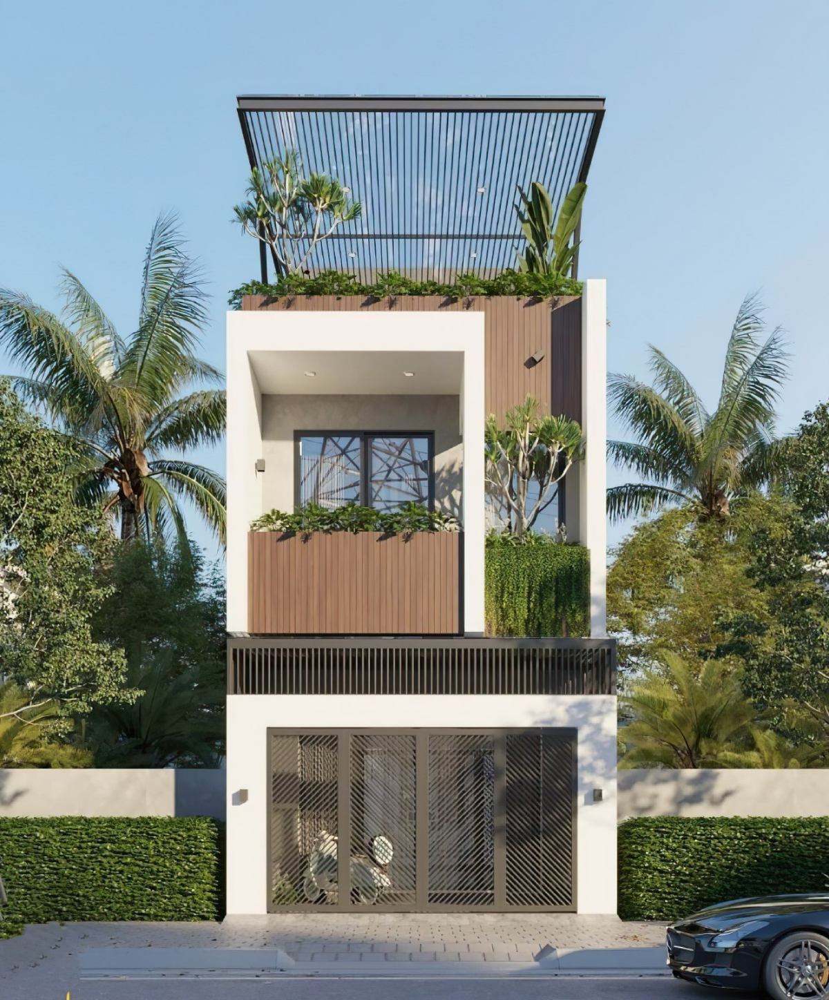 mẫu nhà 2 tầng 50m2 3 phòng ngủ 4