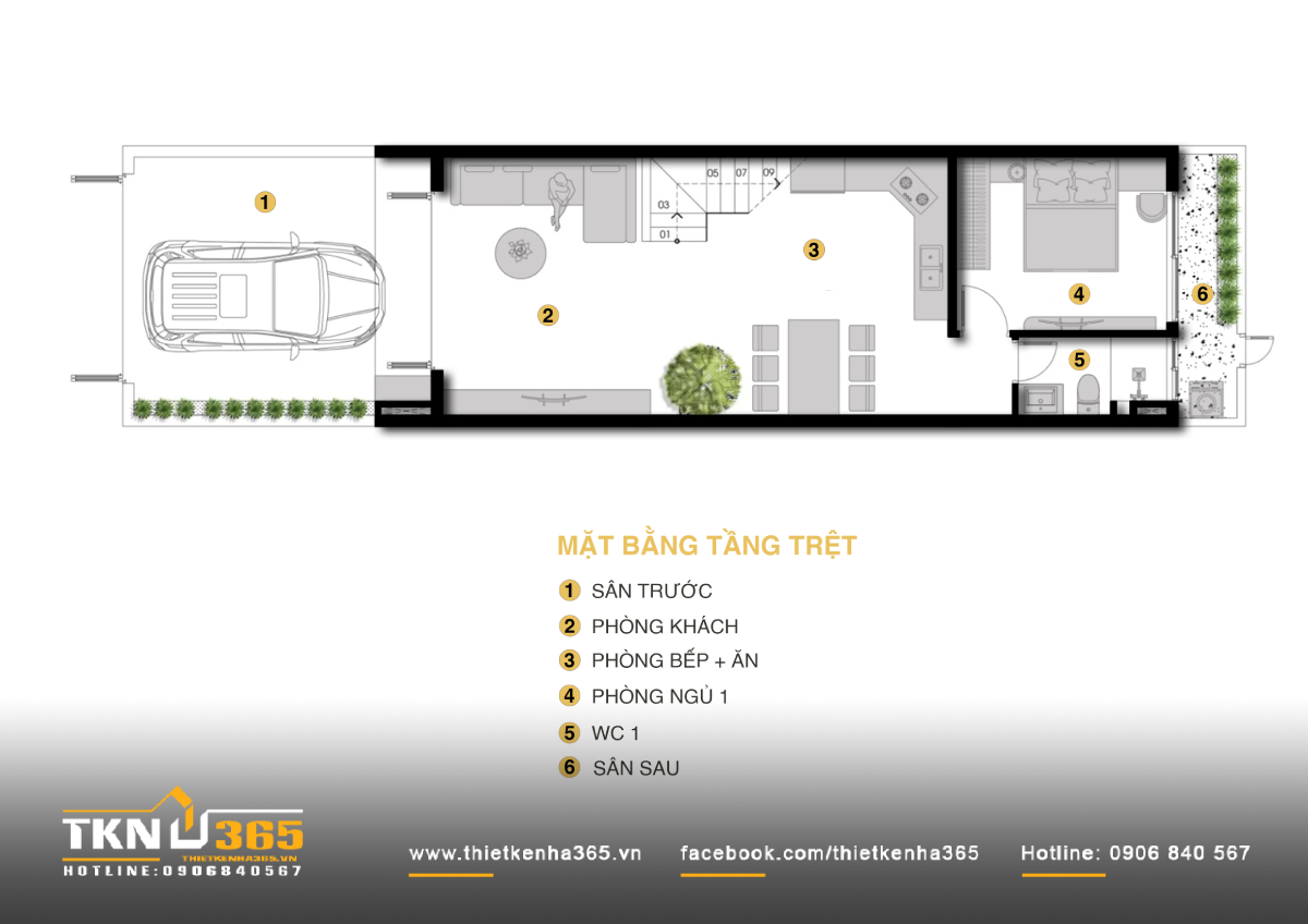 mẫu nhà 2 tầng 50m2 3 phòng ngủ 9