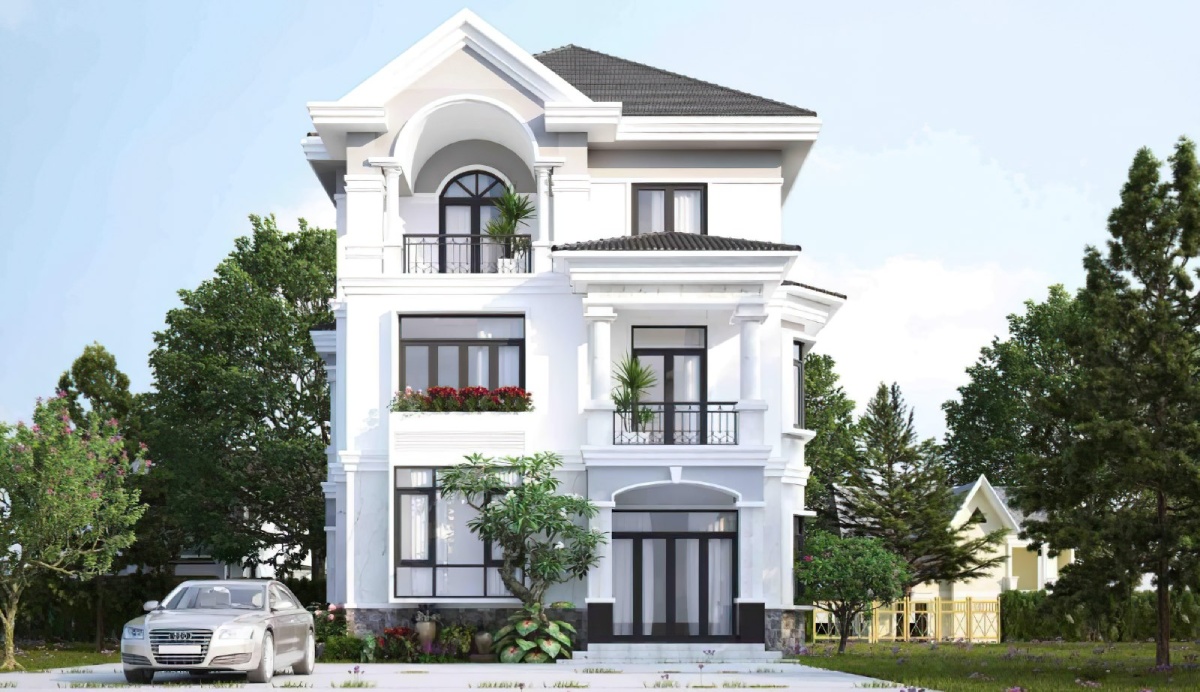 mẫu nhà 3 tầng mái Nhật 1