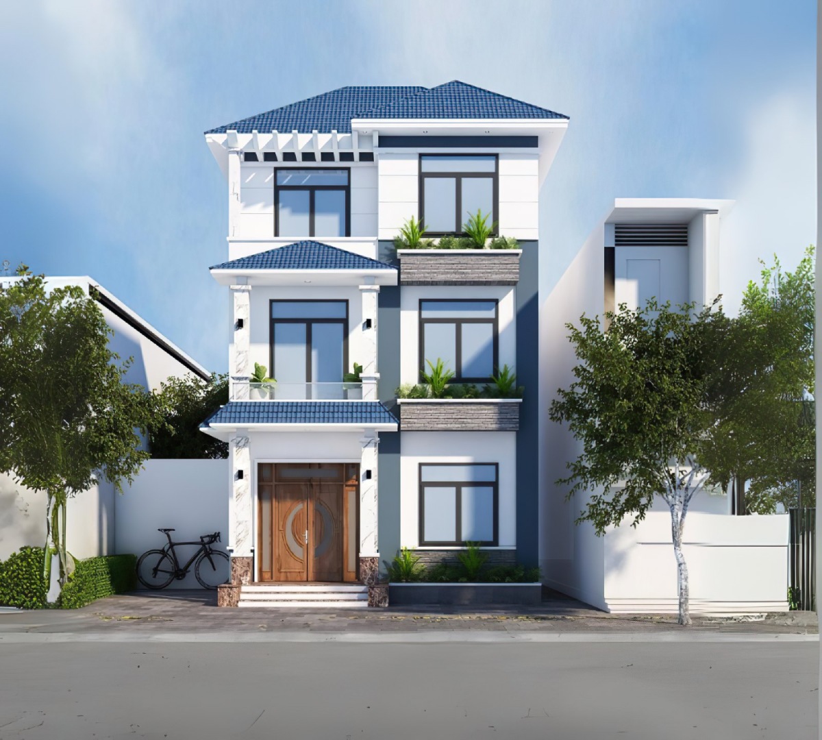 mẫu nhà 3 tầng mái Nhật 10