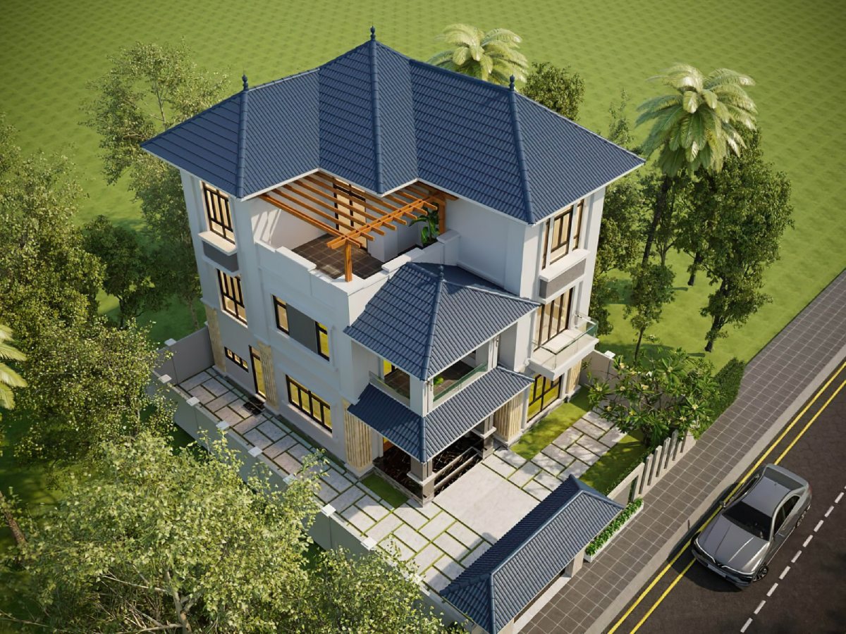 mẫu nhà 3 tầng mái Nhật 4