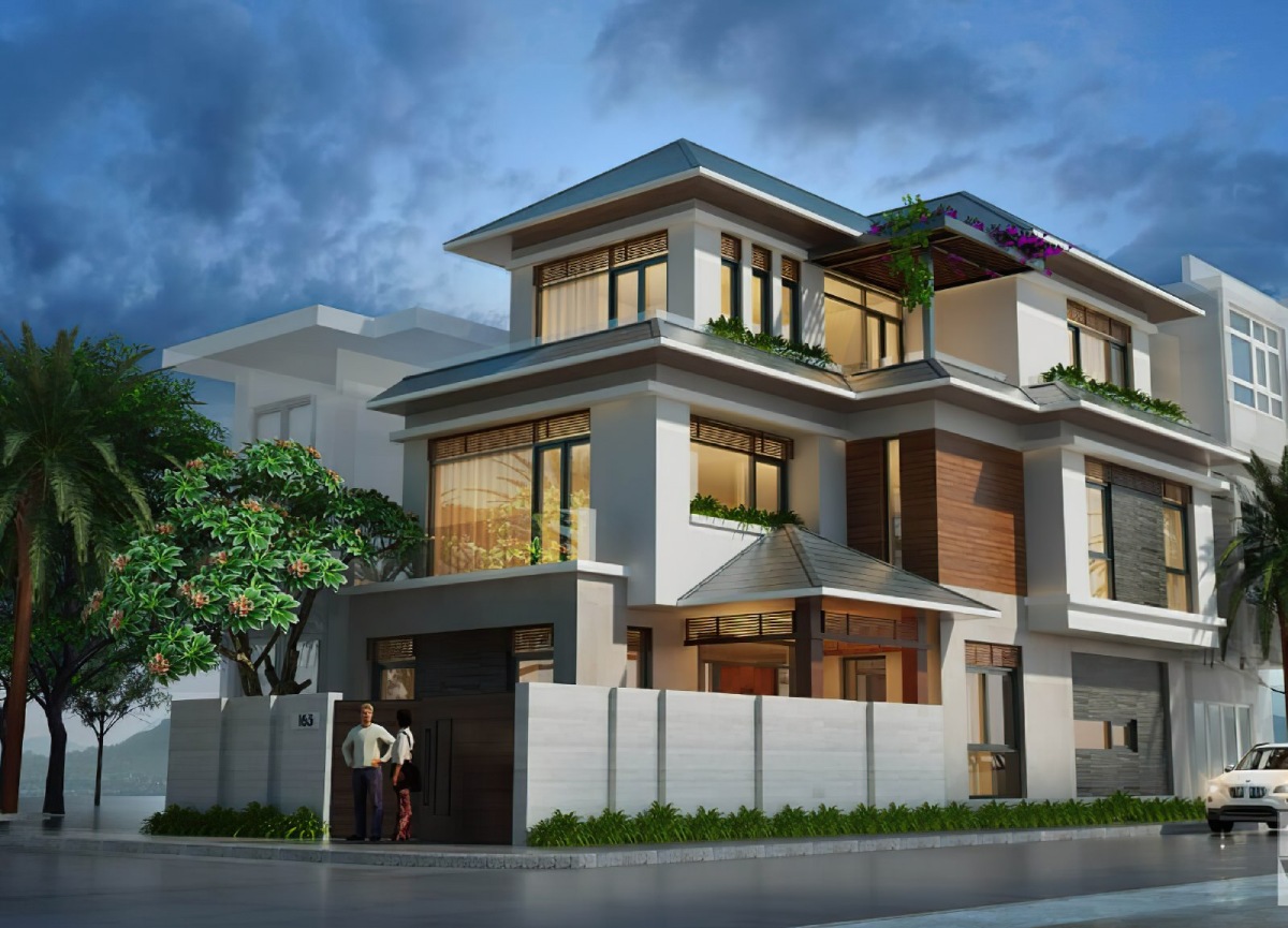 mẫu nhà 3 tầng mái Nhật 9