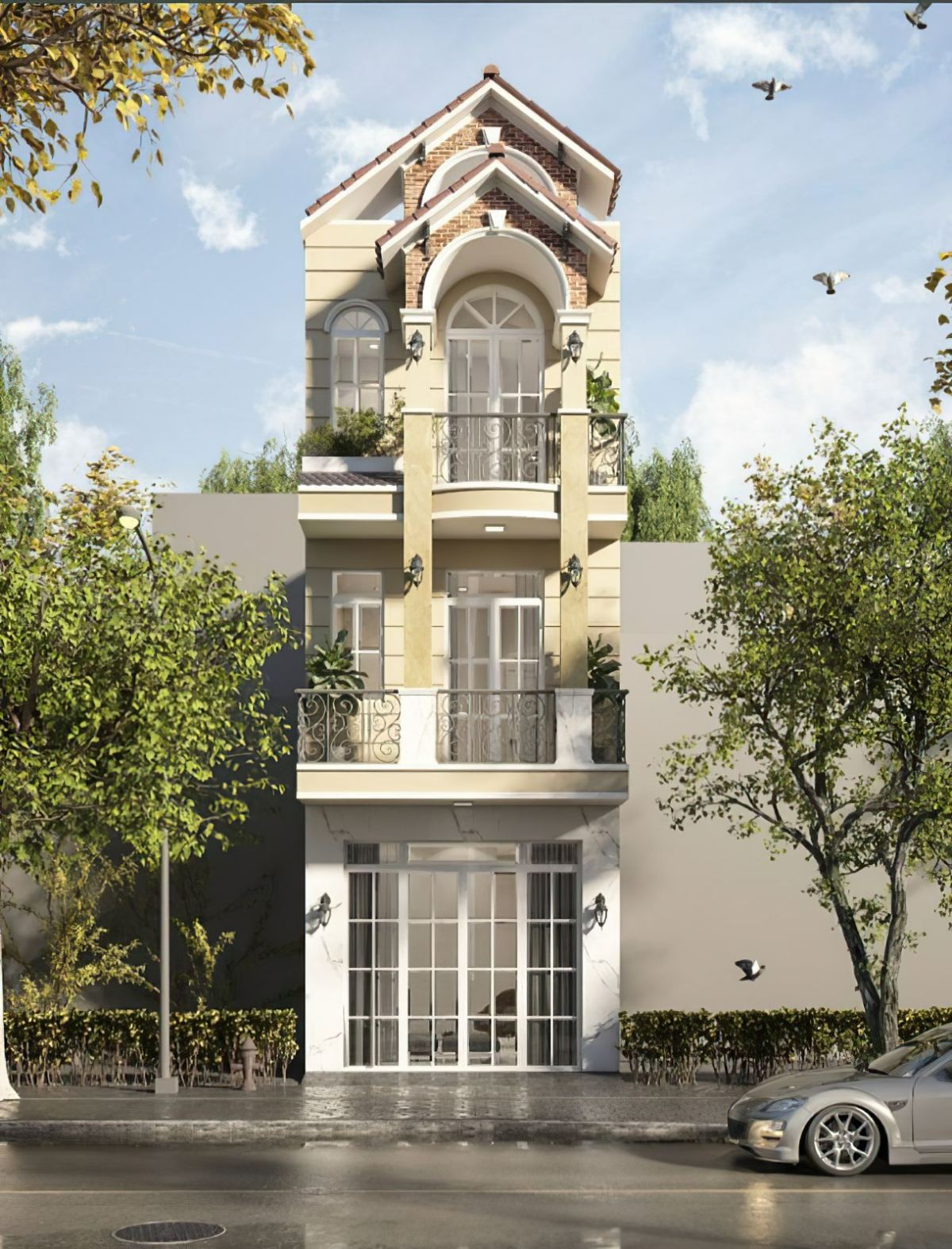 Mẫu nhà ống 3 tầng mái tôn 1