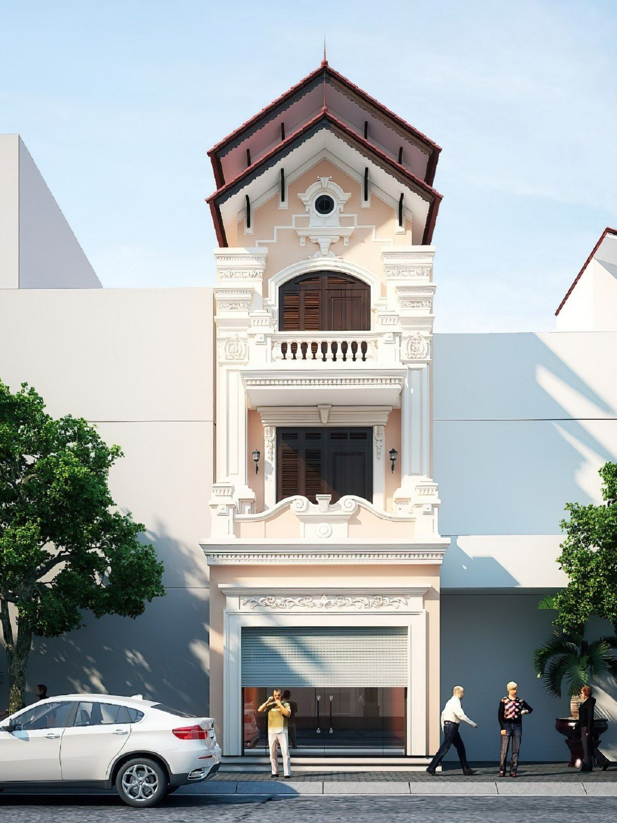 Mẫu nhà ống 3 tầng mái tôn 4