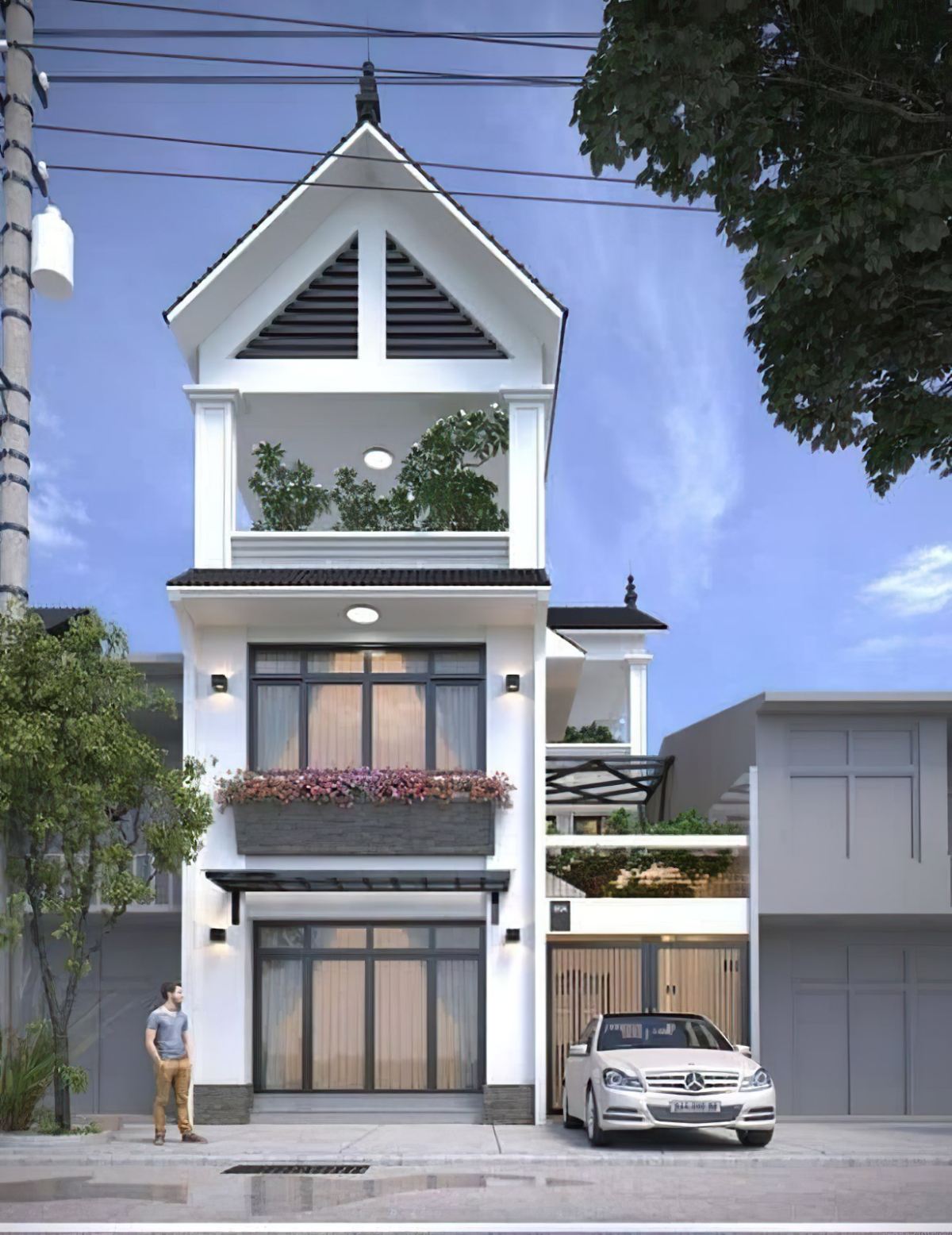 Mẫu nhà ống 3 tầng mái tôn 6