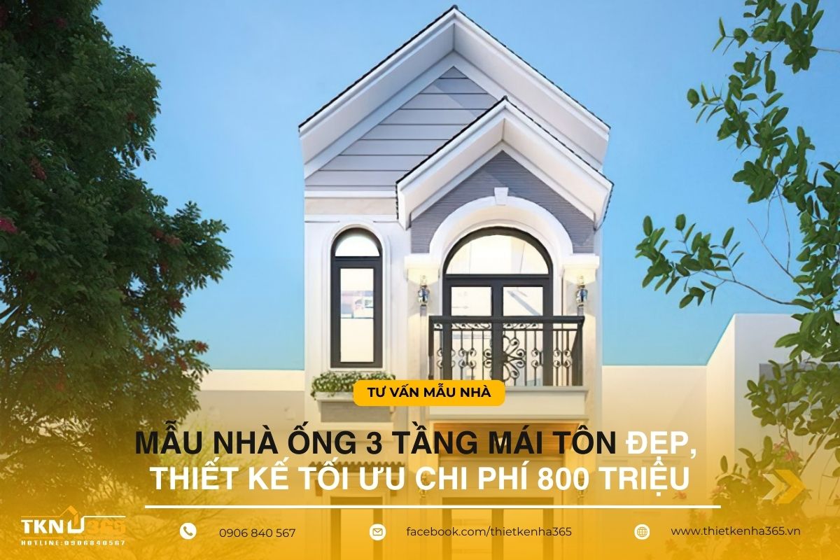 Mẫu nhà ống 3 tầng mái tôn