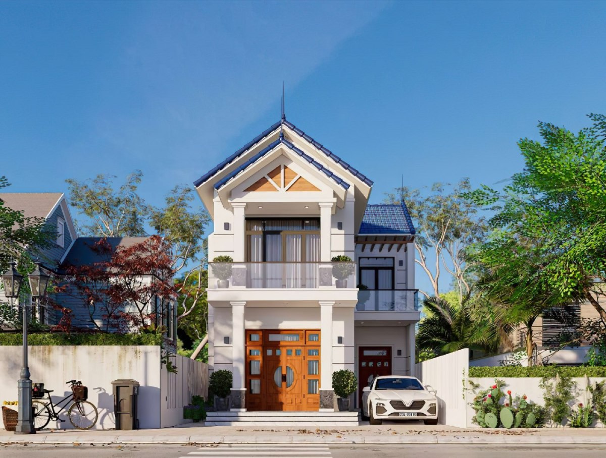 Kiểu thiết kế nhà 2 tầng mái Thái 1