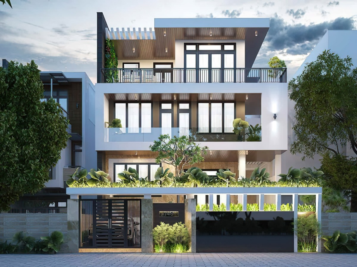 thiết kế nhà 3 tầng đẹp mặt tiền 7m 5