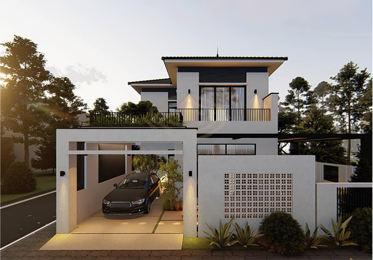 Mẫu nhà 2 tầng 4 phòng ngủ có tích hợp gara ô tô Mẫu nhà 2 tầng 4 phòng ngủ có tích hợp gara ô tô (ảnh: sưu tầm)