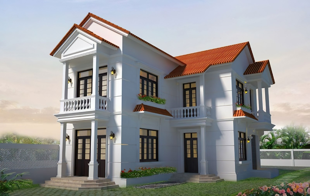 Mẫu nhà chữ L 2 tầng 2