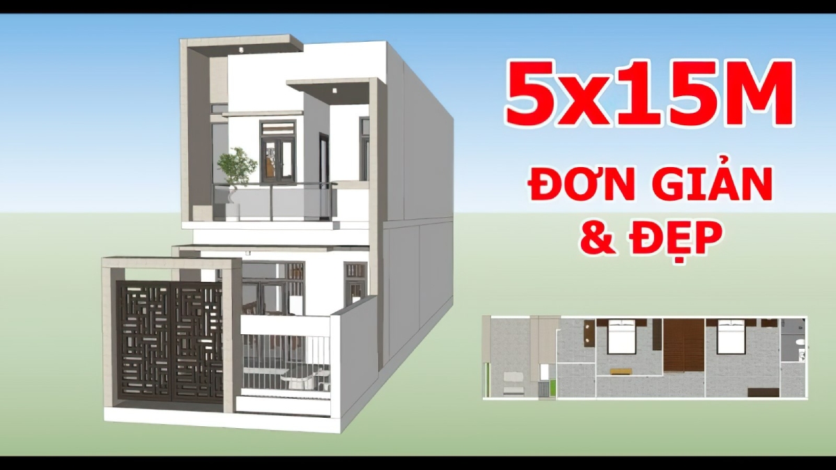 mẫu nhà phố 2 tầng 5x15m 1