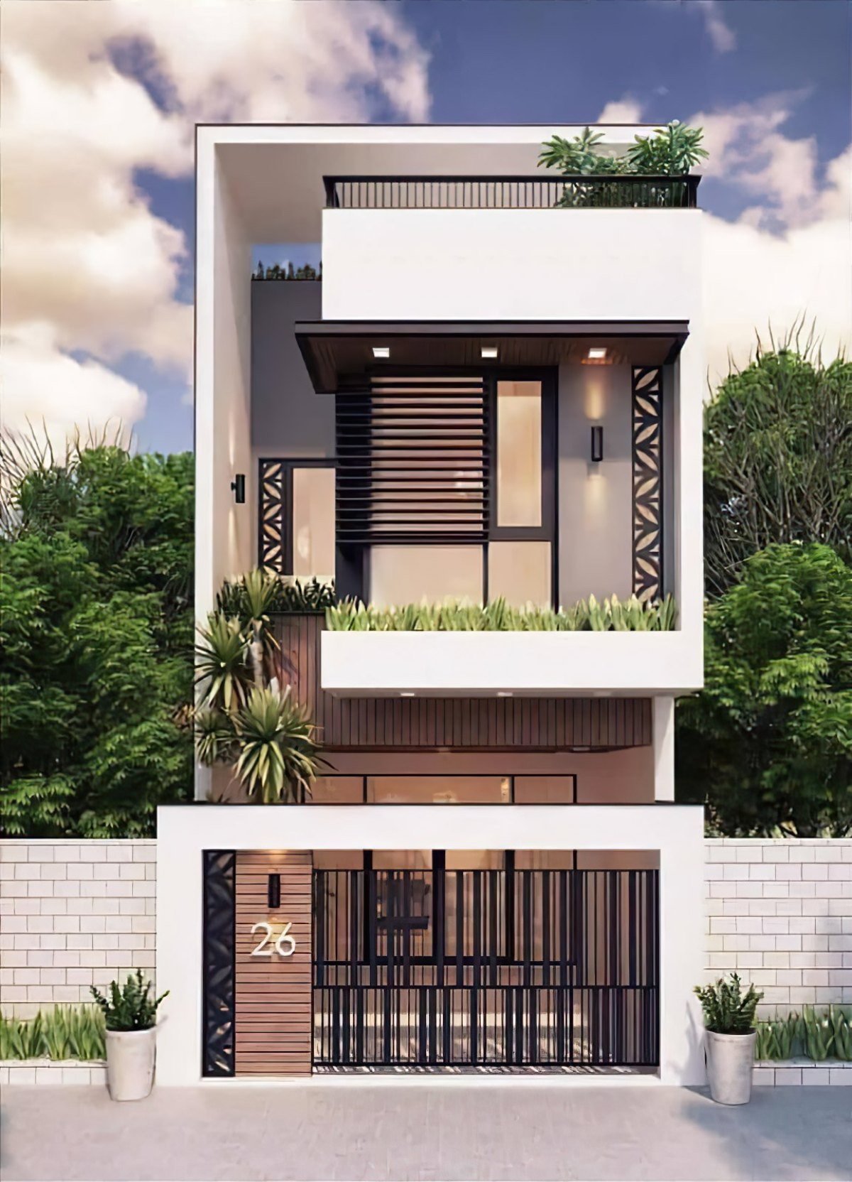 mẫu nhà phố 2 tầng 5x15m 2