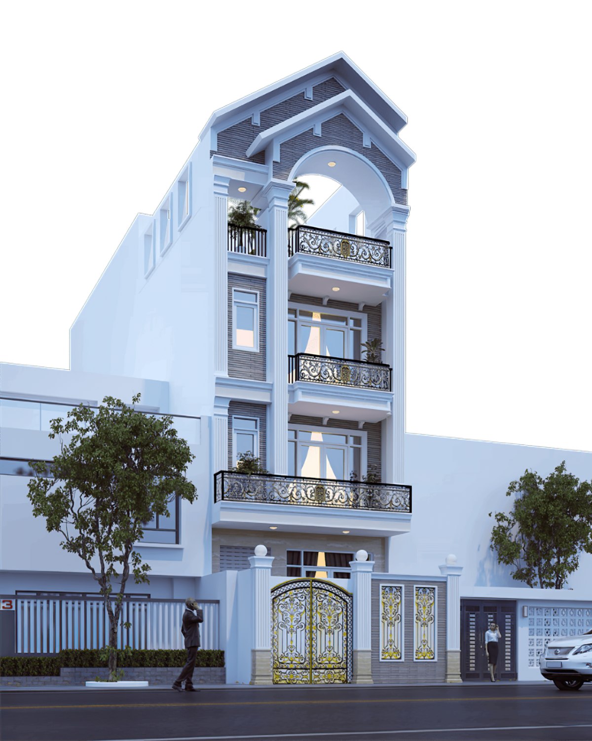 thiết kế nhà 1 trệt 3 lầu 6