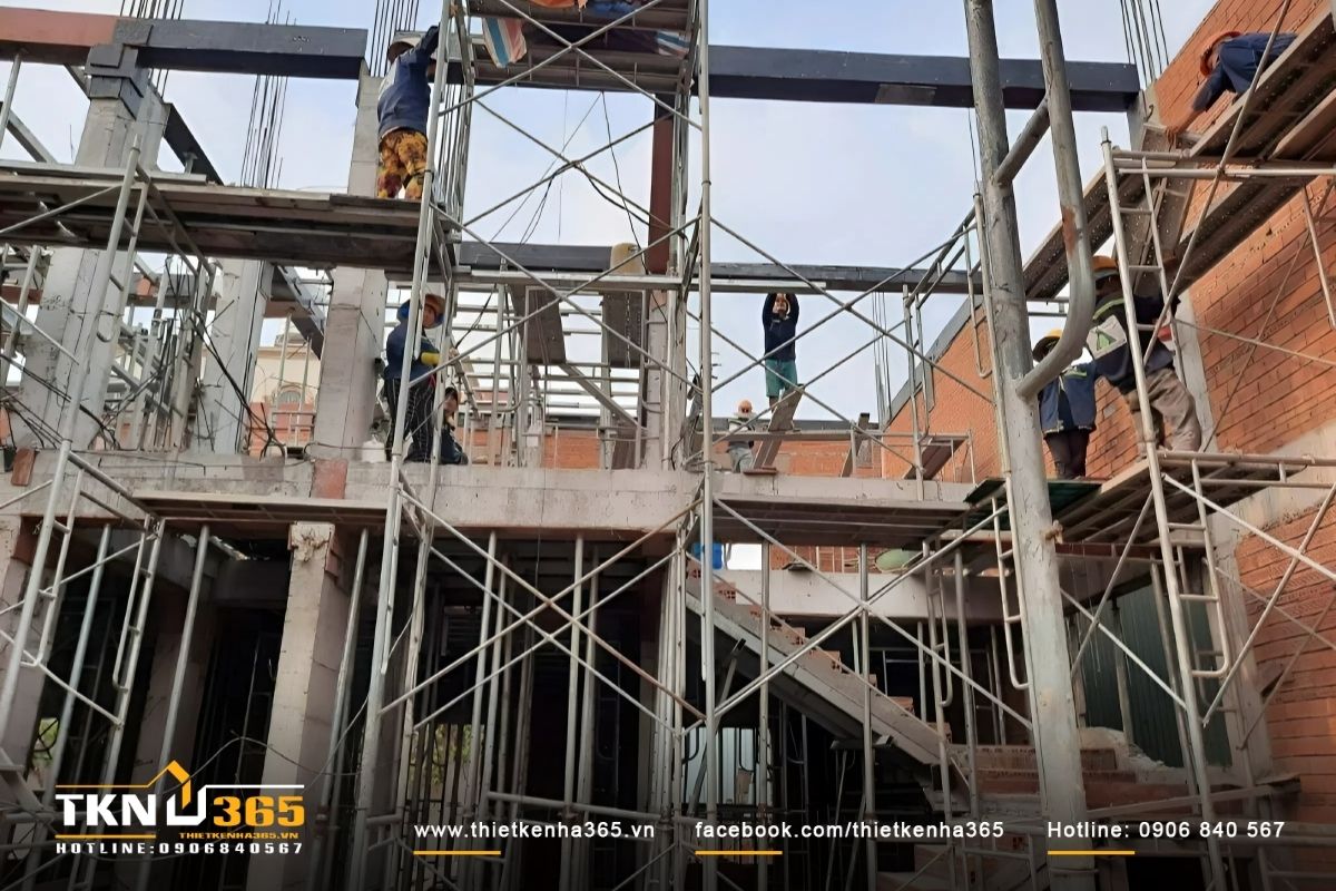 Hạng mục x&acirc;y dựng khung cốt th&eacute;p, bao gồm cột, dầm, s&agrave;n