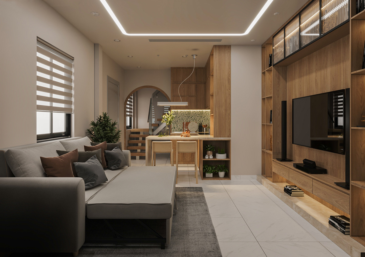 Mẫu nội thất nhà nhỏ đẹp thiết kế tối giản sẽ giúp căn nhà cảm giác như rộng hơn