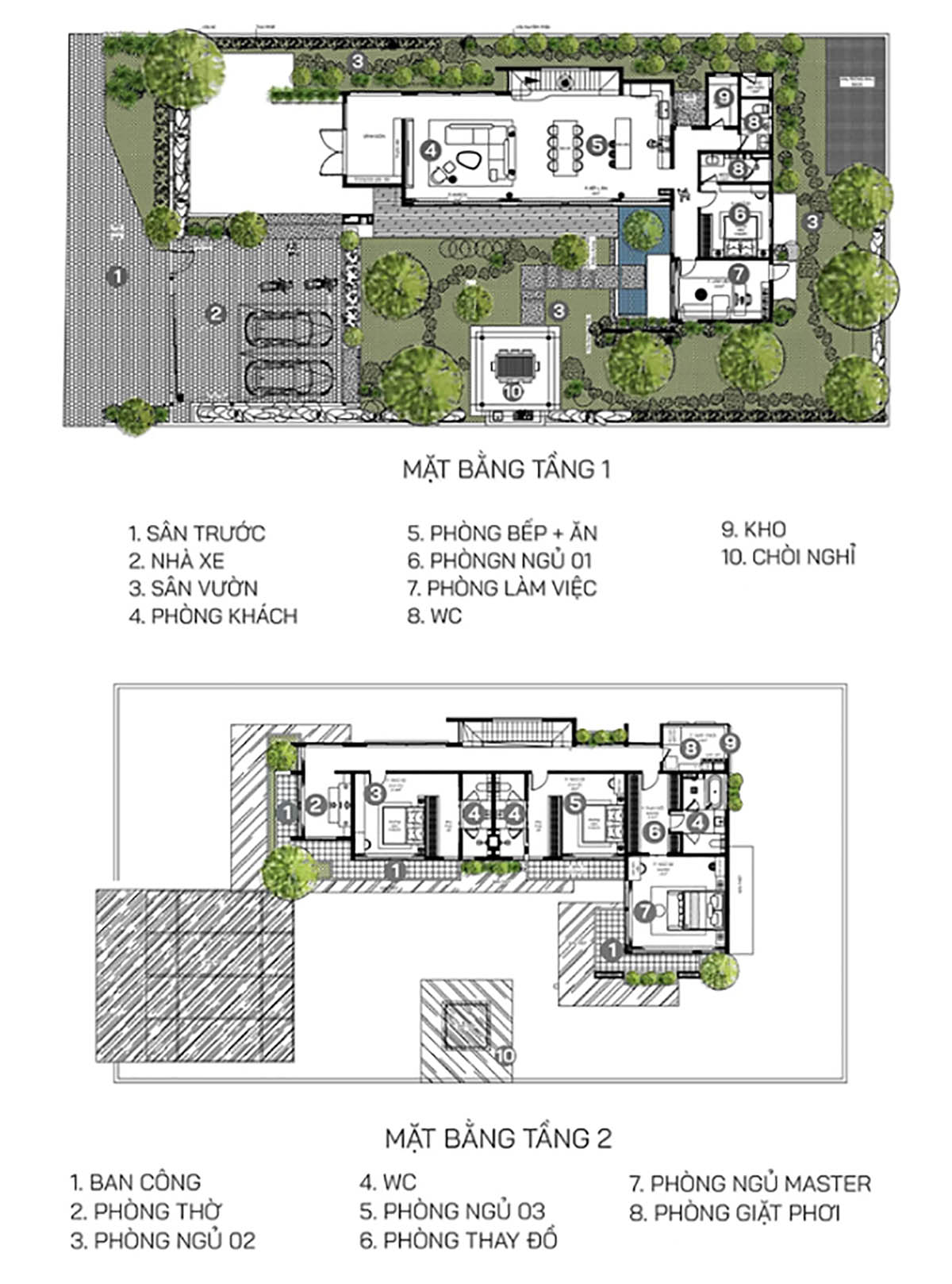 Bản vẽ công năng mẫu biệt thự 2 tỷ kết hợp sân vườn