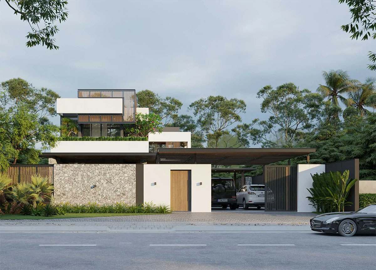 Mẫu biệt thự 2 tỷ kết hợp sân vườn tỏa lên vẻ xanh mát, gần gũi thiên nhiên