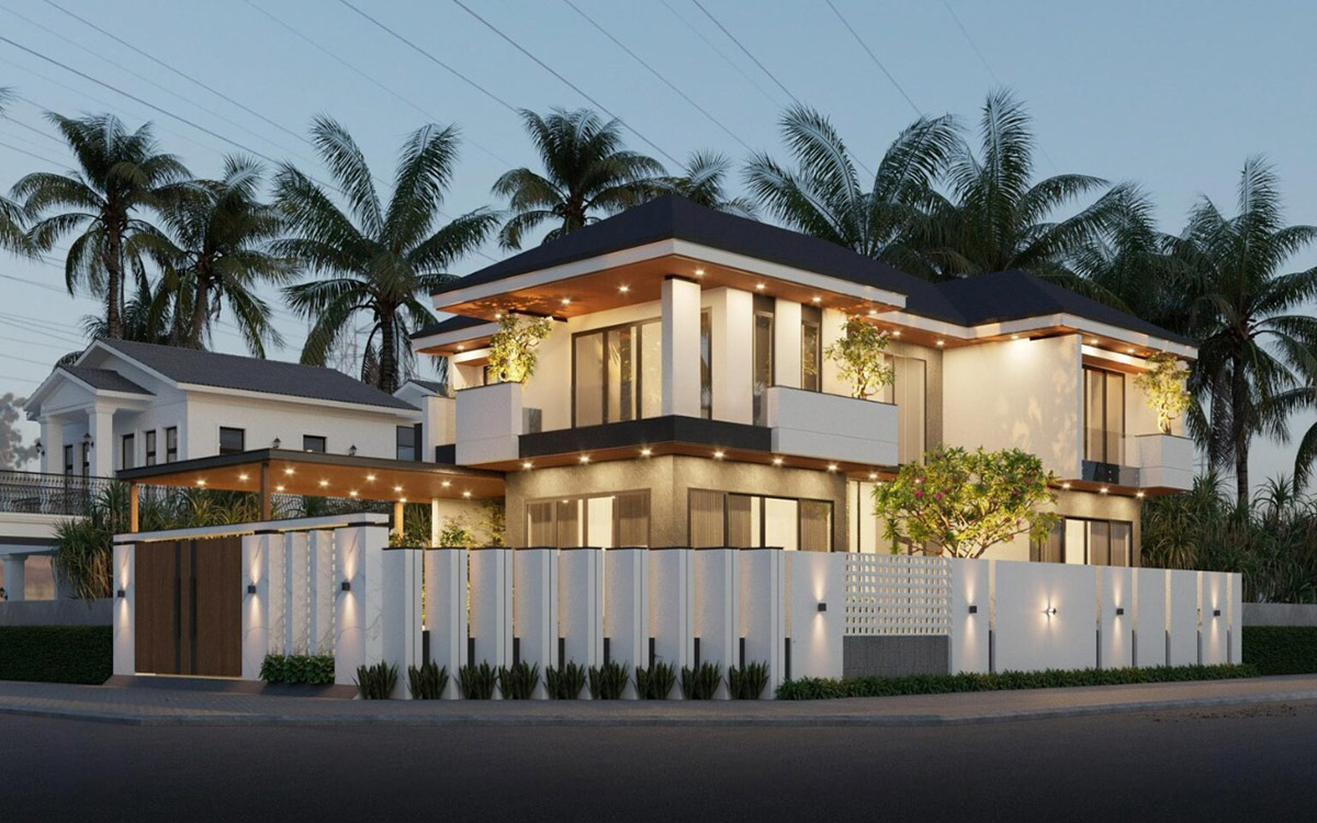 Mẫu biệt thự 2 tỷ mái nhật thu hút những người đi đường