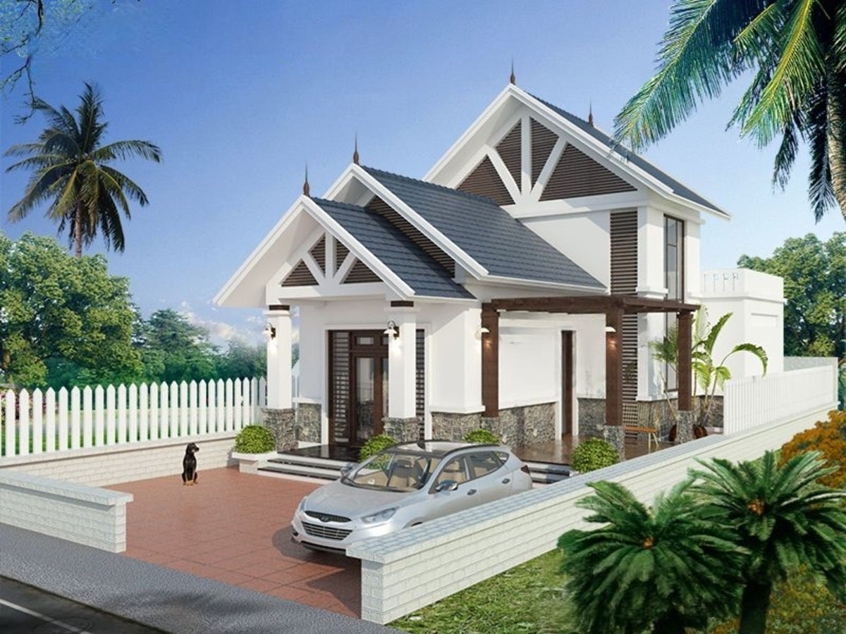 Mẫu biệt thự 2 tỷ mái thái nhìn ngôi nhà cao ráo hơn hẳn