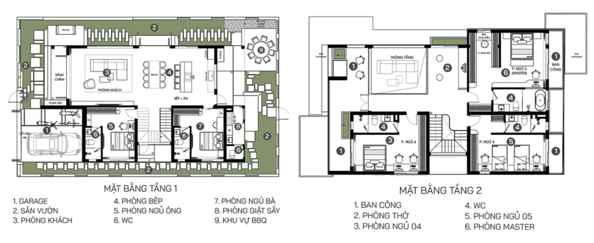Bản vẽ công năng mẫu biệt thự 2 tỷ hiện đại