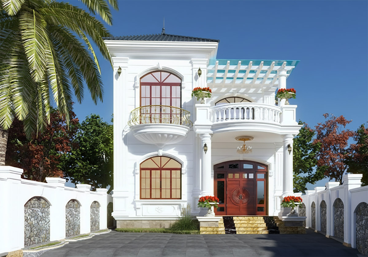 Mẫu biệt thự 2 tỷ mái phong cách tân cổ điển lịch sự