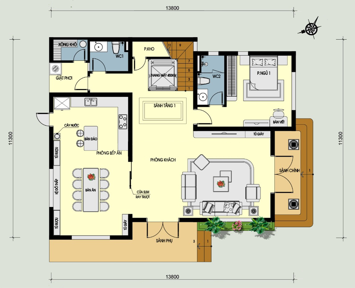 Bản vẽ mặt bằng công năng biệt thự 3 tầng tân cổ điển mái Nhật. (Ảnh: sưu tầm)