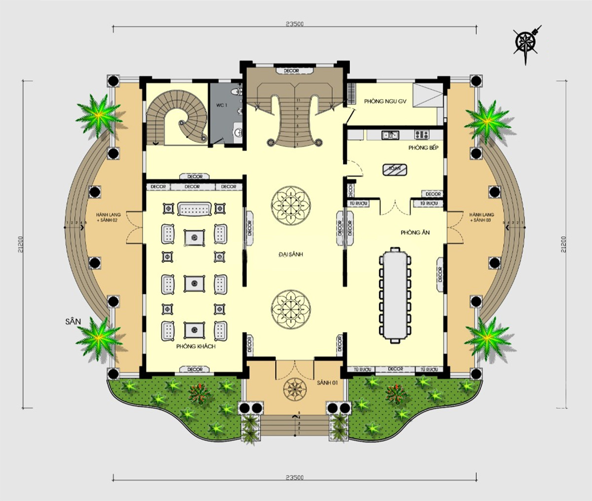 Bản vẽ biệt thự lâu đài 2 tầng kiểu Pháp có tầng hầm