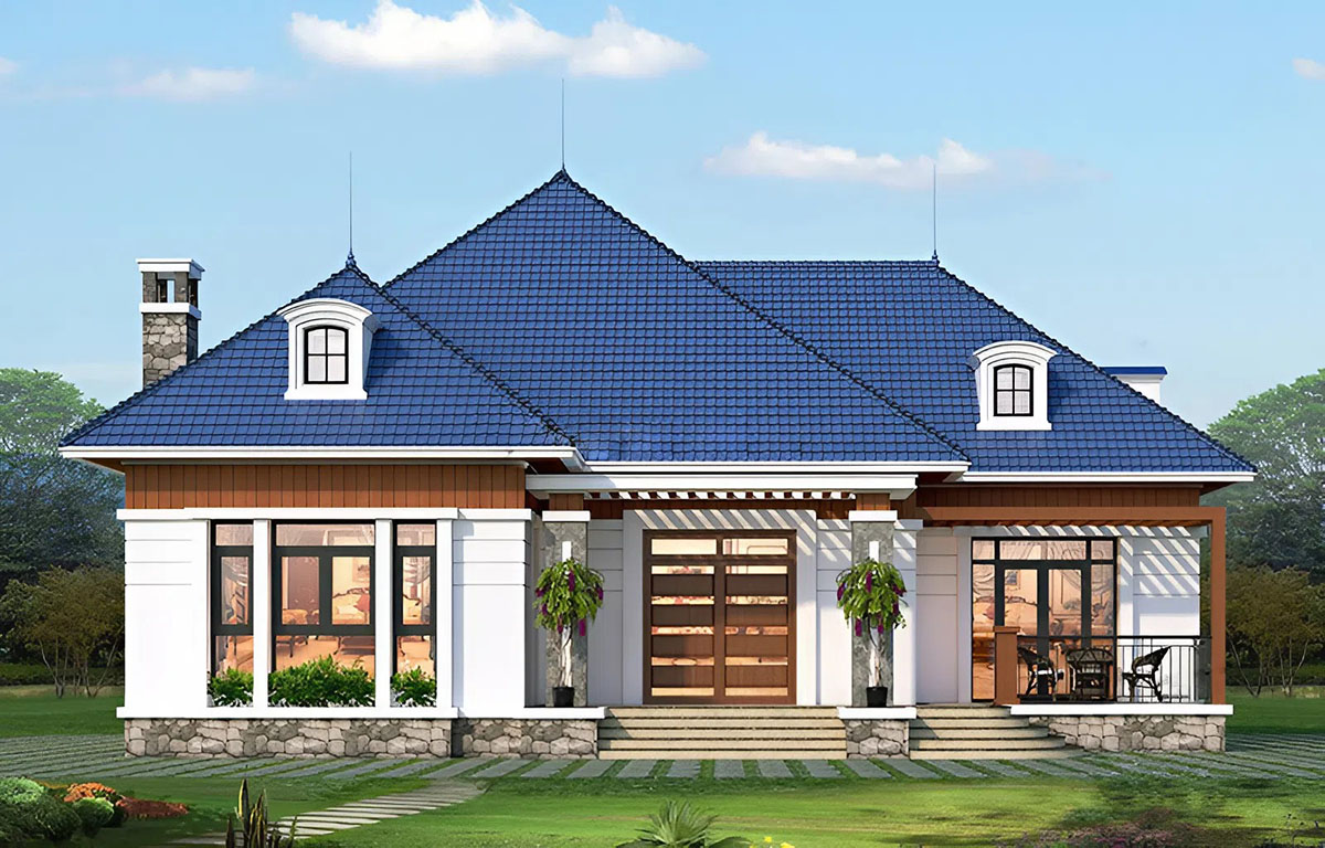 Mẫu biệt thự 1 tầng 3 phòng ngủ kết hợp phòng thờ, tiện cho việc thờ cúng Mẫu biệt thự 1 tầng 3 phòng ngủ kết hợp phòng thờ, tiện cho việc thờ cúng