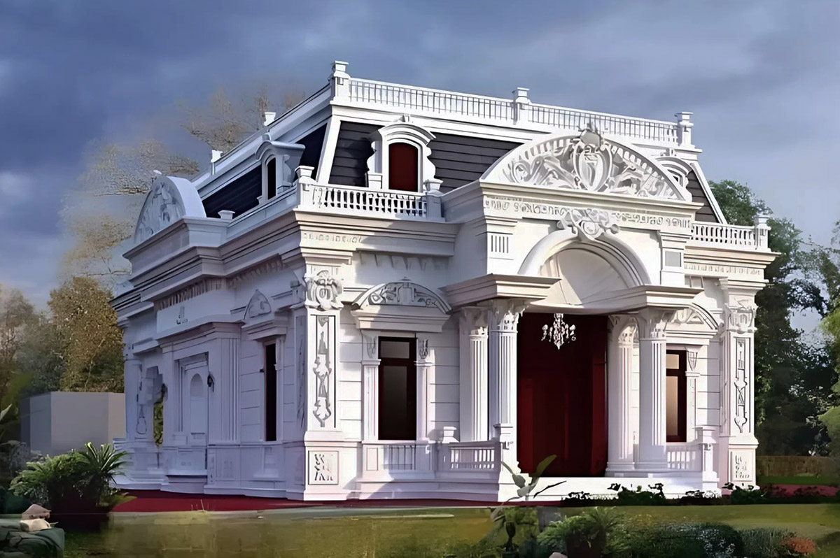 Mẫu biệt thự 1 tầng 3 phòng ngủ kiểu pháp tinh xảo, cầu kỳ Mẫu biệt thự 1 tầng 3 phòng ngủ kiểu pháp tinh xảo, cầu kỳ