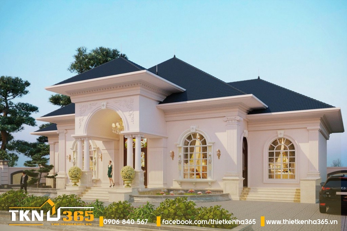 mẫu biệt thự 1 tầng có 3 phòng ngủ