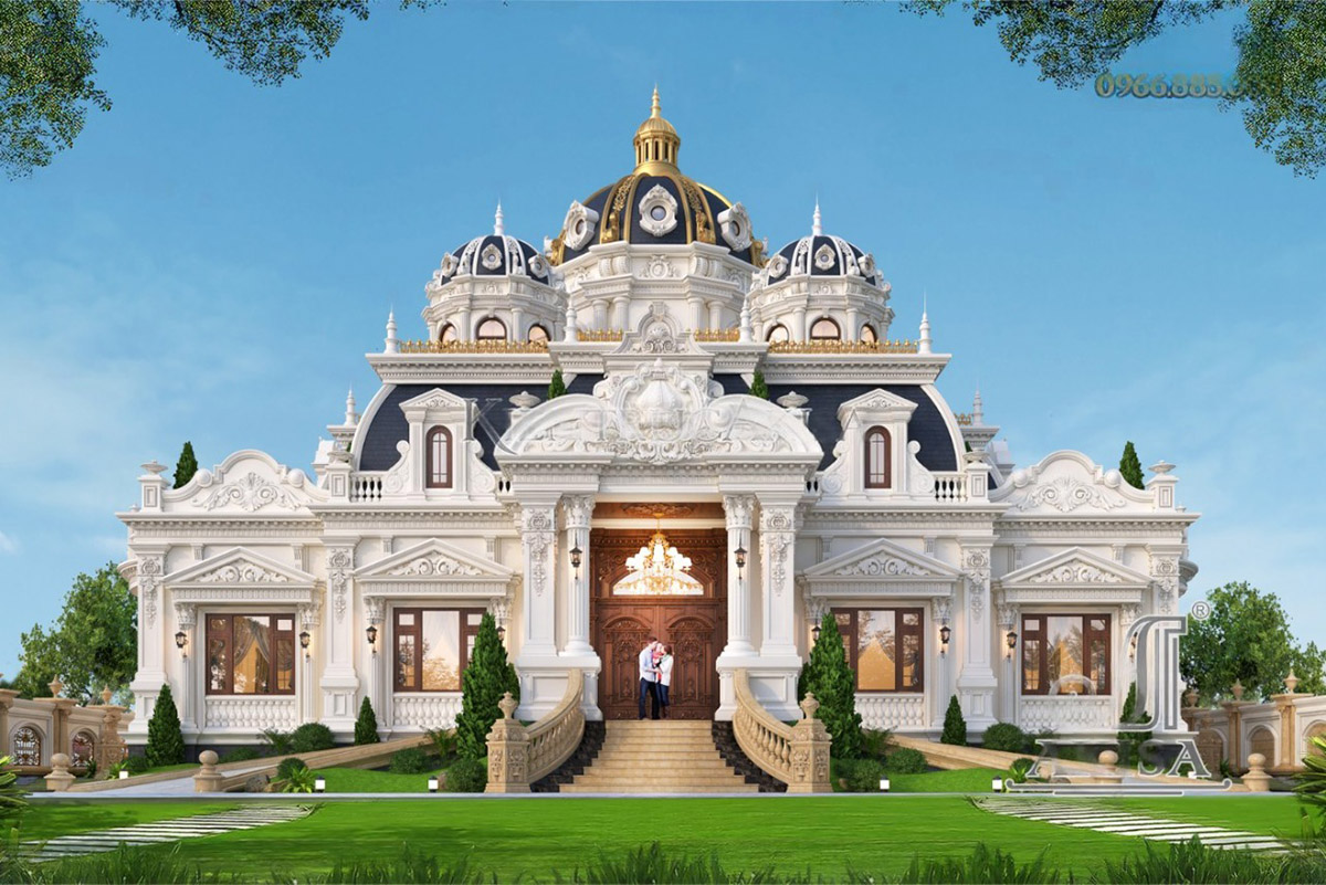 Tông màu trắng tinh khôi kết hợp chi tiết nhôm đúc mạ vàng tạo nên vẻ ngoài xa hoa, quyền quý.