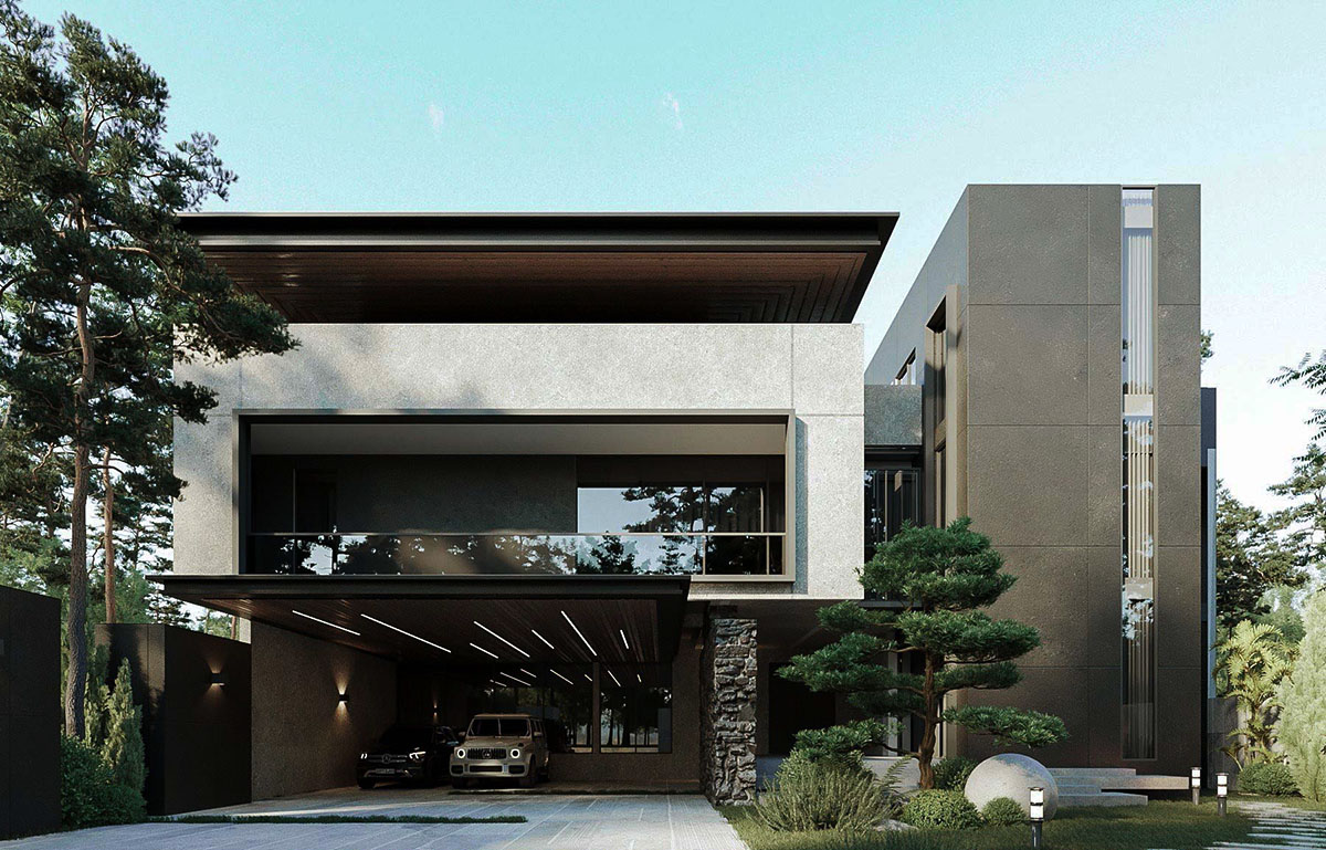 Mẫu biệt thự 2 tầng có gara ô tô vừa tiện nghi lại hiện đại