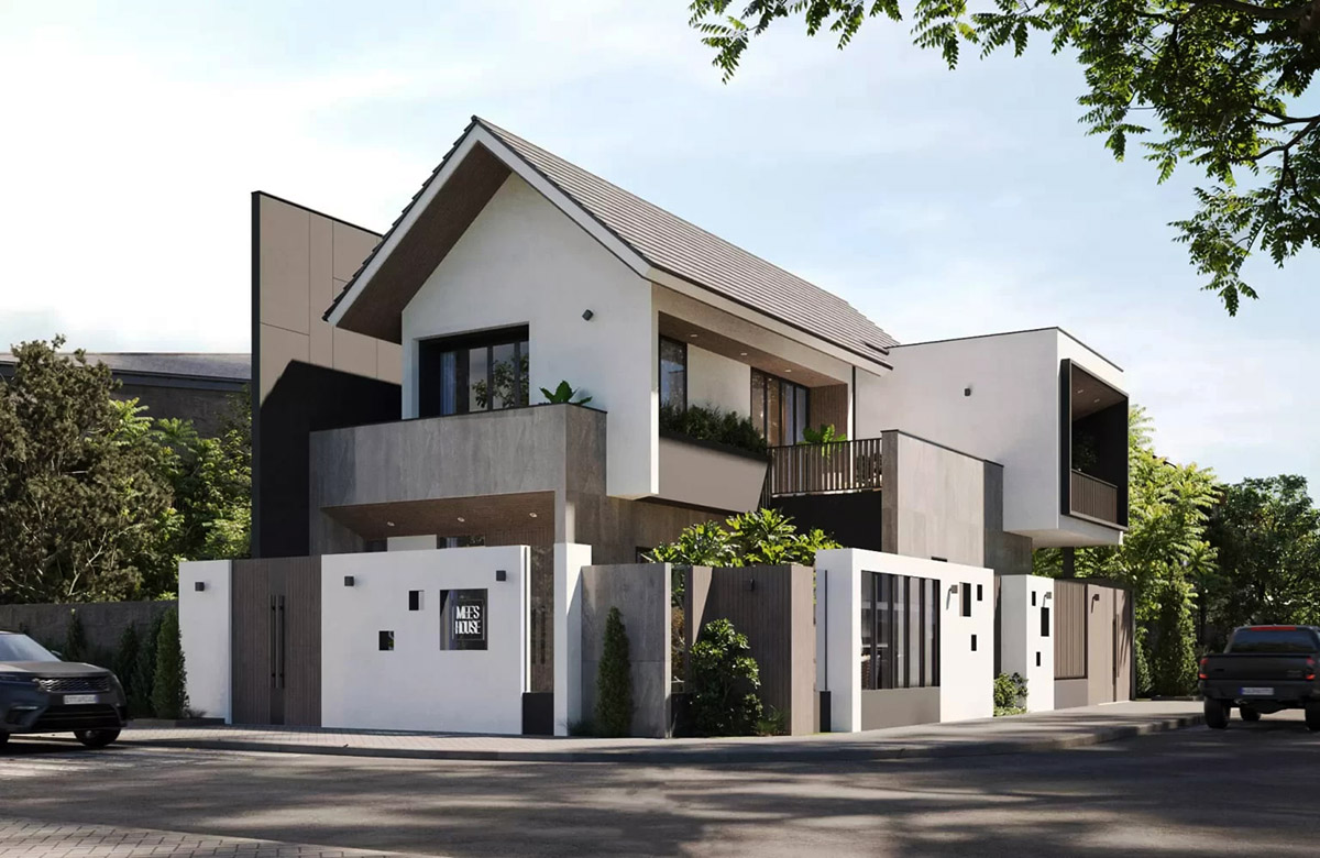 Mẫu biệt thự 2 tầng có gara 2 mặt tiền gây sự chú ý cho những người nhìn thấy