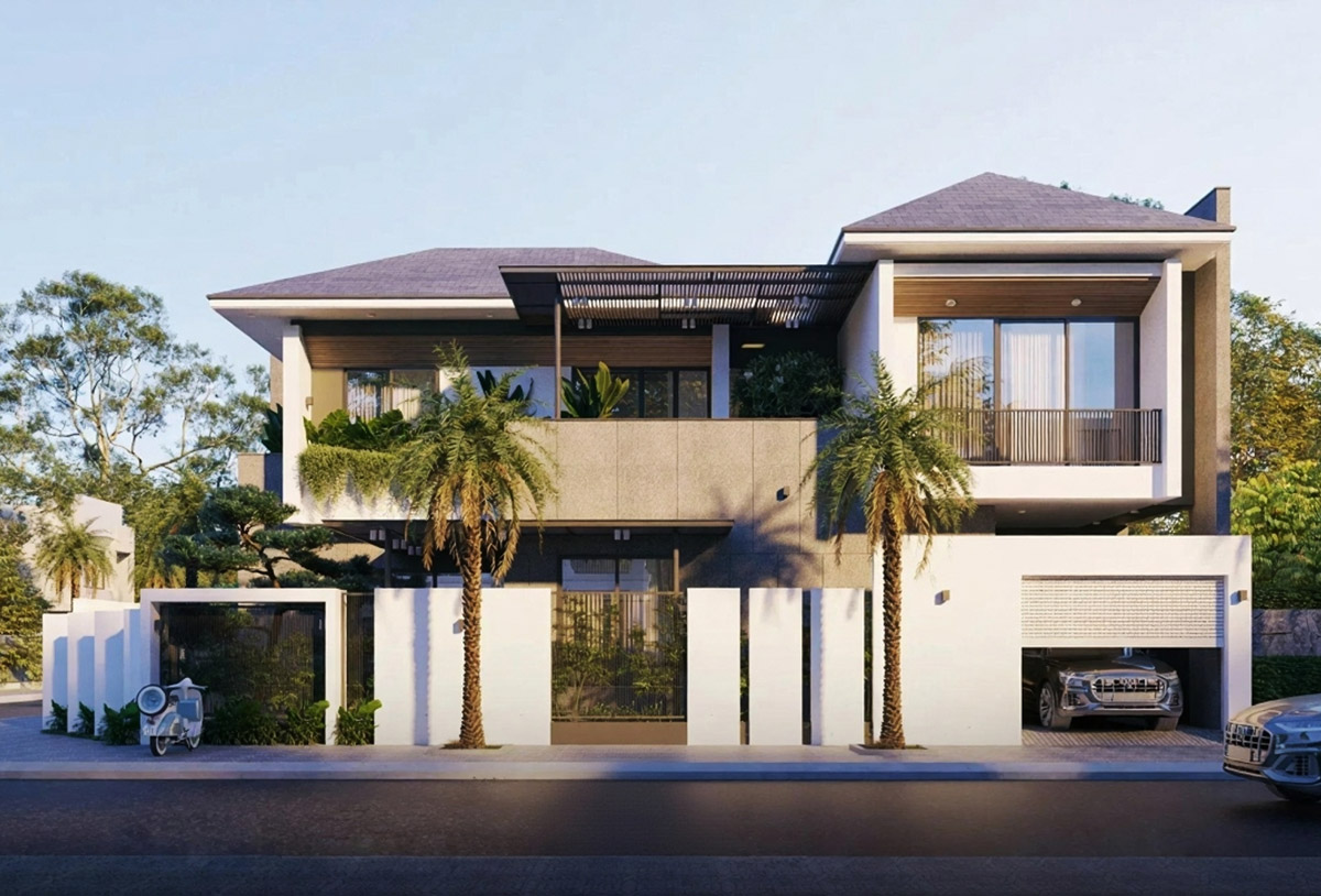 Lưu ý khi thiết kế biệt thự 2 tầng có gara ô tô