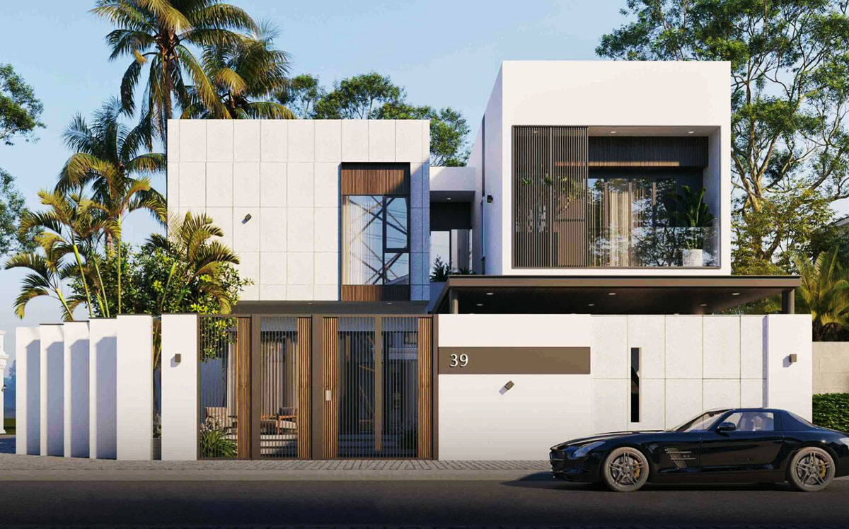 Mẫu biệt thự 2 tầng có gara phong cách hiện đại đẹp & sang trọng