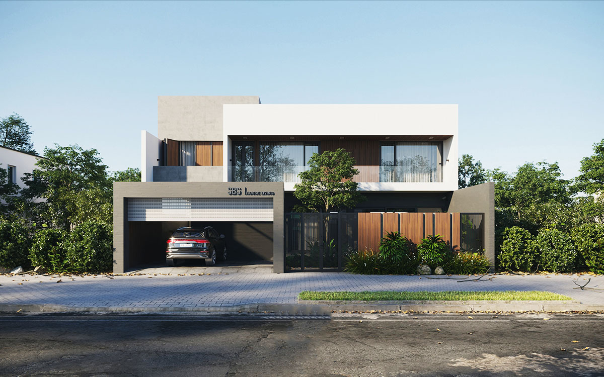 Mẫu biệt thự 2 tầng có gara mái bằng hợp mọi thời đại