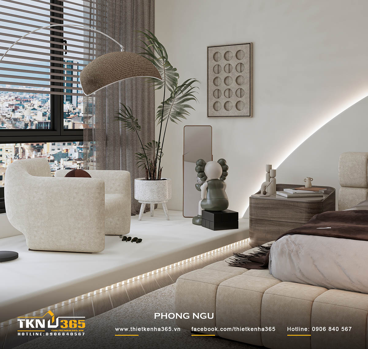 Bên trong các phòng ngủ gia chủ cũng đặt thêm những chậu cây xanh nhỏ để trang trí và lọc không khí